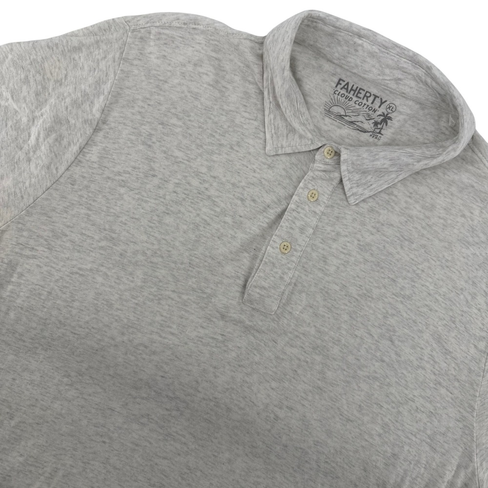 Faherty Cloud Cotton Polo Shirt Men's XL Heather Gray Short Sleeve Soft Casual‎